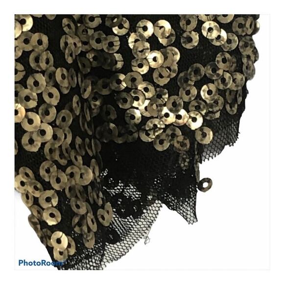 Silence + Noise Gold Sequin & Mesh Short Sleeve Party Blouse Size Small - Picture 5 of 16